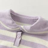 Dave&Bella Toddler Girls Purple Striped Cute Dog Print Cotton Cozy Soft Sweaters