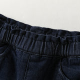 Dave&Bella Toddler Girls Drak Denim Blue Sweet Print Straight Leg Soft Cozy Jeans