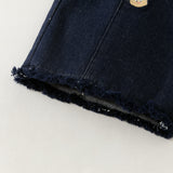 Dave&Bella Toddler Girls Drak Denim Blue Sweet Print Straight Leg Soft Cozy Jeans