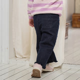 Dave&Bella Toddler Girls Drak Denim Blue Sweet Print Straight Leg Soft Cozy Jeans