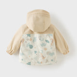 Dave&Bella Toddler Girls/Boys Pink/Beige Flower/Dinosaur Print Hooded Windproof Jackets