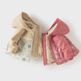 Dave&Bella Toddler Girls/Boys Pink/Beige Flower/Dinosaur Print Hooded Windproof Jackets