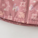 Dave&Bella Toddler Girls/Boys Pink/Beige Flower/Dinosaur Print Hooded Windproof Jackets