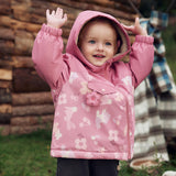 Dave&Bella Toddler Girls/Boys Pink/Beige Flower/Dinosaur Print Hooded Windproof Jackets
