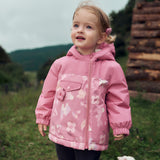 Dave&Bella Toddler Girls/Boys Pink/Beige Flower/Dinosaur Print Hooded Windproof Jackets
