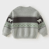 Dave&Bella Toddler Boys Grey Cute Bear Print Soft Cotton Cozy Sweaters