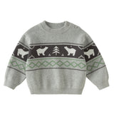 Dave&Bella Toddler Boys Grey Cute Bear Print Soft Cotton Cozy Sweaters