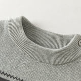 Dave&Bella Toddler Boys Grey Cute Bear Print Soft Cotton Cozy Sweaters