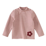 Dave&Bella Toddler Girls/Boys Red/Gray Striped Turtle Soft Brushed Jersey T-shirts