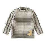 Dave&Bella Toddler Girls/Boys Red/Gray Striped Turtle Soft Brushed Jersey T-shirts