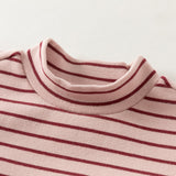 Dave&Bella Toddler Girls/Boys Red/Gray Striped Turtle Soft Brushed Jersey T-shirts