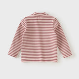 Dave&Bella Toddler Girls/Boys Red/Gray Striped Turtle Soft Brushed Jersey T-shirts