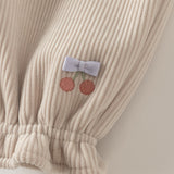 Dave&Bella Toddler Girls Beige/Navy Fleece-Line Cute Bow Tie Comfortable Jogger Pants