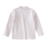 Dave&Bella Toddler Girls Beige/Light Purple Cute Rabbit Print Turtle Slim Fit T-shirts