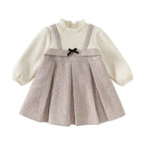 Dave&Bella Toddler Girls Light Purple Turtle Mock Two-Piece A-line Party Fleece Dress