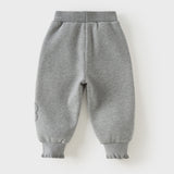 Dave&Bella Toddler Girls Pink/Dark Gray/Gray Fleece-Line Soft Cozy Jogger Pants
