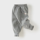 Dave&Bella Toddler Girls Pink/Dark Gray/Gray Fleece-Line Soft Cozy Jogger Pants