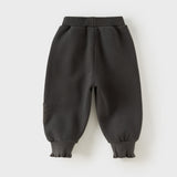 Dave&Bella Toddler Girls Pink/Dark Gray/Gray Fleece-Line Soft Cozy Jogger Pants