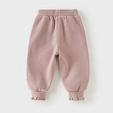 Dave&Bella Toddler Girls Pink/Dark Gray/Gray Fleece-Line Soft Cozy Jogger Pants
