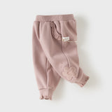 Dave&Bella Toddler Girls Pink/Dark Gray/Gray Fleece-Line Soft Cozy Jogger Pants