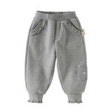 Dave&Bella Toddler Girls Pink/Dark Gray/Gray Fleece-Line Soft Cozy Jogger Pants