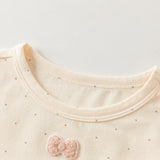 Dave&Bella Toddler Girls Grey/Beige Simple Versatile Soft Polka Dot Print T-Shirts