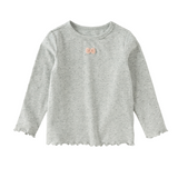 Dave&Bella Toddler Girls Grey/Beige Simple Versatile Soft Polka Dot Print T-Shirts