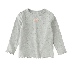 Dave&Bella Toddler Girls Grey/Beige Simple Versatile Soft Polka Dot Print T-Shirts