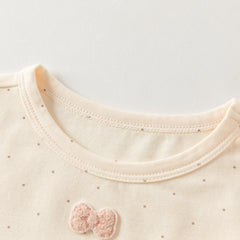 Dave&Bella Toddler Girls Grey/Beige Simple Versatile Soft Polka Dot Print T-Shirts