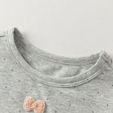 Dave&Bella Toddler Girls Grey/Beige Simple Versatile Soft Polka Dot Print T-Shirts