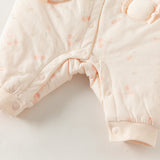Dave&Bella Baby Girls Beige Doll Collar Thickened Padded Warm Soft Cozy Rompers
