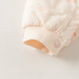 Dave&Bella Baby Girls Beige Doll Collar Thickened Padded Warm Soft Cozy Rompers