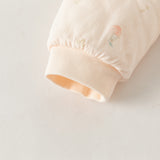Dave&Bella Baby Girls Beige Doll Collar Thickened Padded Warm Soft Cozy Rompers