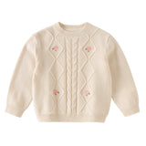 Dave&Bella Toddler Girls Pink/Light Yellow Tiny Flower Print Soft Cozy Sweaters