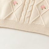 Dave&Bella Toddler Girls Pink/Light Yellow Tiny Flower Print Soft Cozy Sweaters