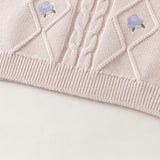 Dave&Bella Toddler Girls Pink/Light Yellow Tiny Flower Print Soft Cozy Sweaters