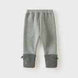 Dave&Bella Toddler Girls Grey Fleece-Line Tiny Bow Tie Versatile Leggings