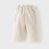 Dave&Bella Toddler Girls Apricot/Black Sweet Flower Embroidery Cozy Pants