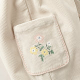 Dave&Bella Toddler Girls Apricot/Black Sweet Flower Embroidery Cozy Pants
