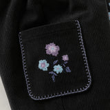 Dave&Bella Toddler Girls Apricot/Black Sweet Flower Embroidery Cozy Pants