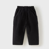 Dave&Bella Toddler Girls Apricot/Black Sweet Flower Embroidery Cozy Pants