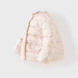 Dave&Bella Toddler Girls White/Pink Sweet Floral Print Warm Cozy Puffer Down Jackets
