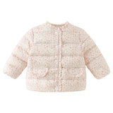 Dave&Bella Toddler Girls White/Pink Sweet Floral Print Warm Cozy Puffer Down Jackets