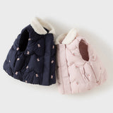 Dave&Bella Toddler Girls Navy/Pink Sweet Cute Print Cozy Warm Puffer Duck Down Vests