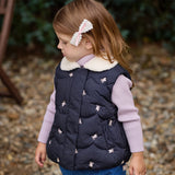 Dave&Bella Toddler Girls Navy/Pink Sweet Cute Print Cozy Warm Puffer Duck Down Vests
