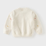 Dave&Bella Toddler Girls White Cute Sweet Dot Print Soft Cozy Comfortable Sweaters