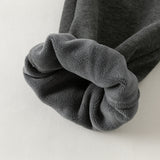 Dave&Bella Toddler Girls Dark Grey/Beige Cute Dog Print Fleece-Line Soft Cozy Jogger Pants