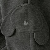 Dave&Bella Toddler Girls Dark Grey/Beige Cute Dog Print Fleece-Line Soft Cozy Jogger Pants