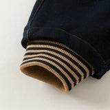 Dave&Bella Toddler Boys Black Simple Versatile Fleece-Line Soft Cozy Jogger Pants