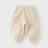 Dave&Bella Toddler Girls Pink/Apricot/Navy Sweet Flower Embroidery Jogger Soft Pants